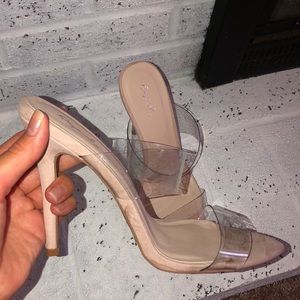 Nude clear heels